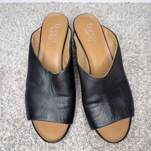 Franco Sarto Black Leather Mules